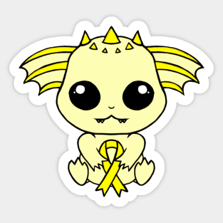 Cute Creature Holding an Awareness Ribbon (Yellow) Sticker